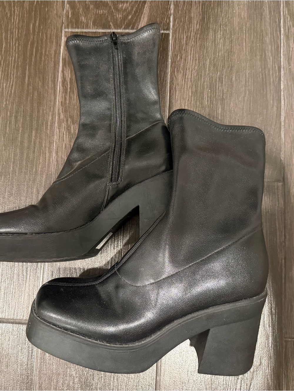 Steve Madden Black Platform Ankle Boots